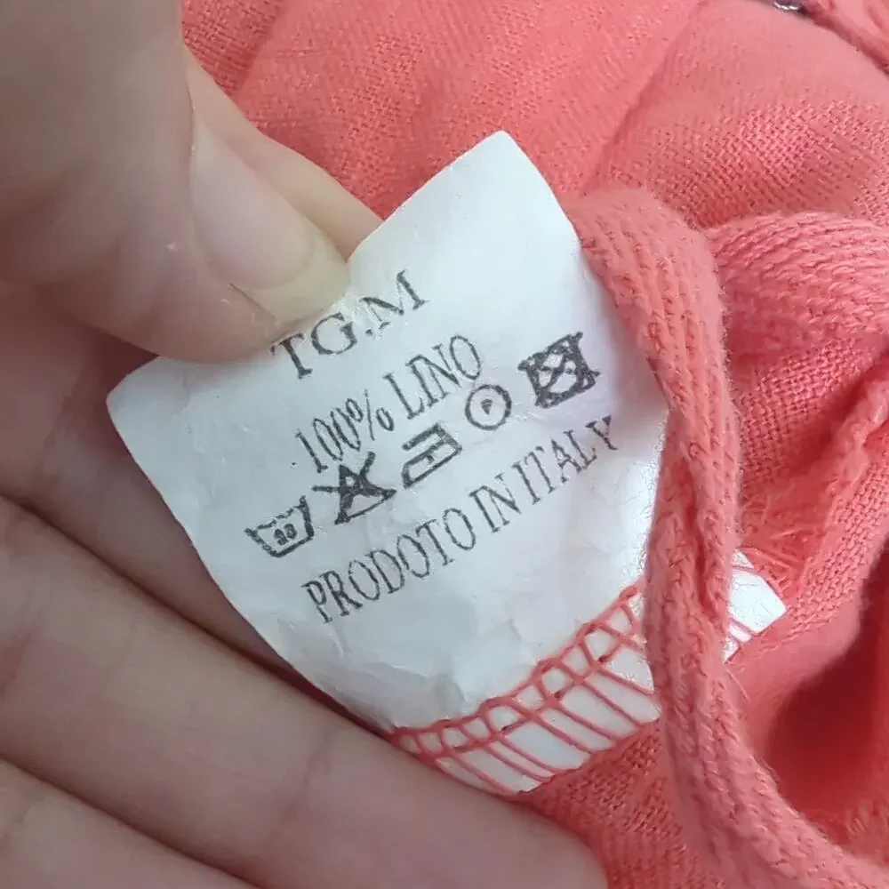 Emporium Made in‎ Italy Jacket Womens OS S-L 100% Linen Pink Hooded Zip Up